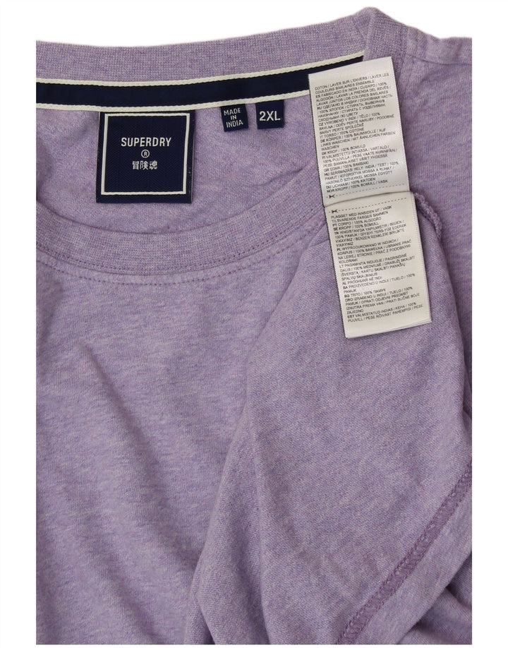 SUPERDRY Herre T-Shirt Top 2XL Lilla Bomuld