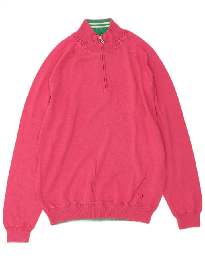 Sergio Tacchini Herre Zip Neck Sweater XL Pink Bomuld