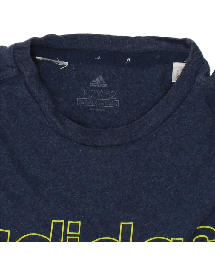 ADIDAS Boys Graphic T-Shirt Top 11-12 Years Navy Blue Vintage Adidas and Second-Hand Adidas from Messina Hembry 