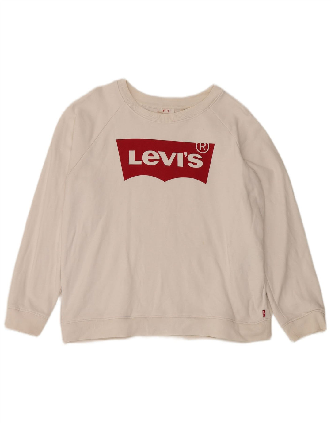 LEVI'S Womens Graphic Sweatshirt Jumper UK 14 Medium White Cotton