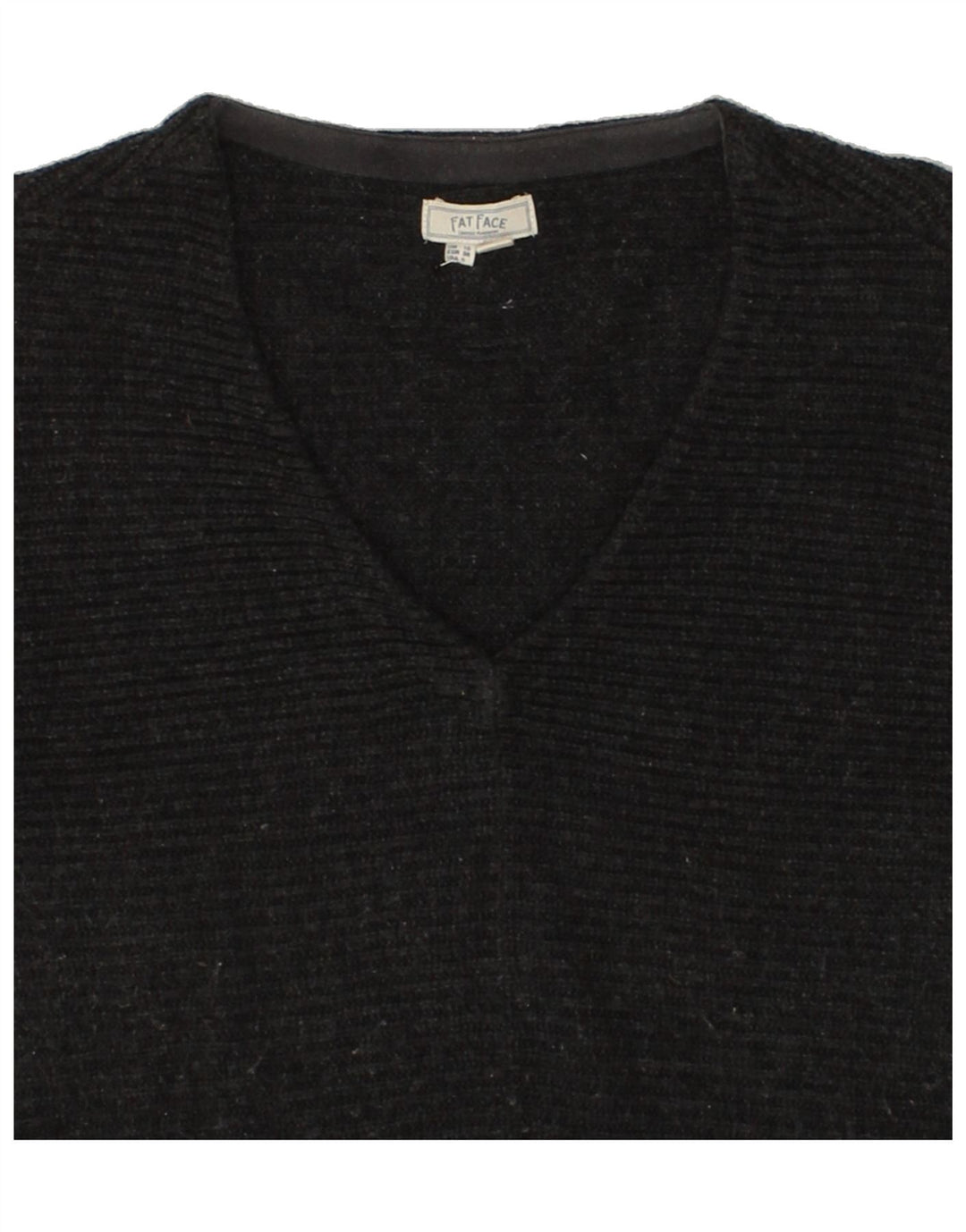 FAT FACE Womens V-Neck Jumper Sweater UK 10 Small  Grey Cotton Vintage Fat Face and Second-Hand Fat Face from Messina Hembry 