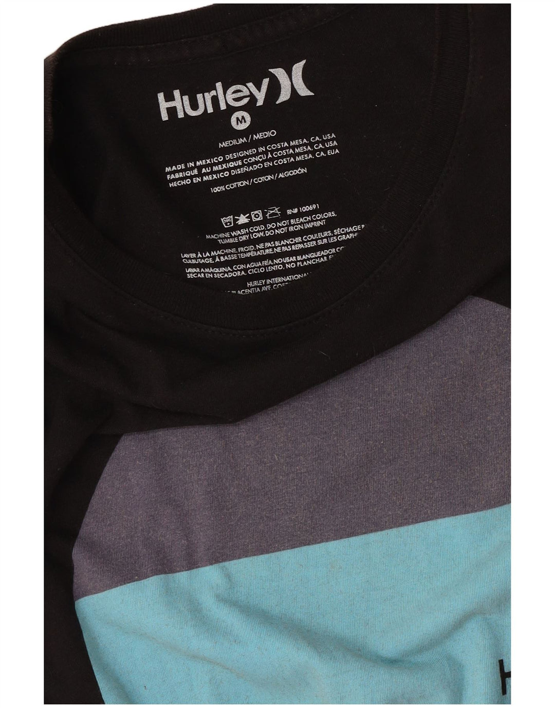 Hurley Herre Grafisk T-Shirt Top Medium Sort Bomuld