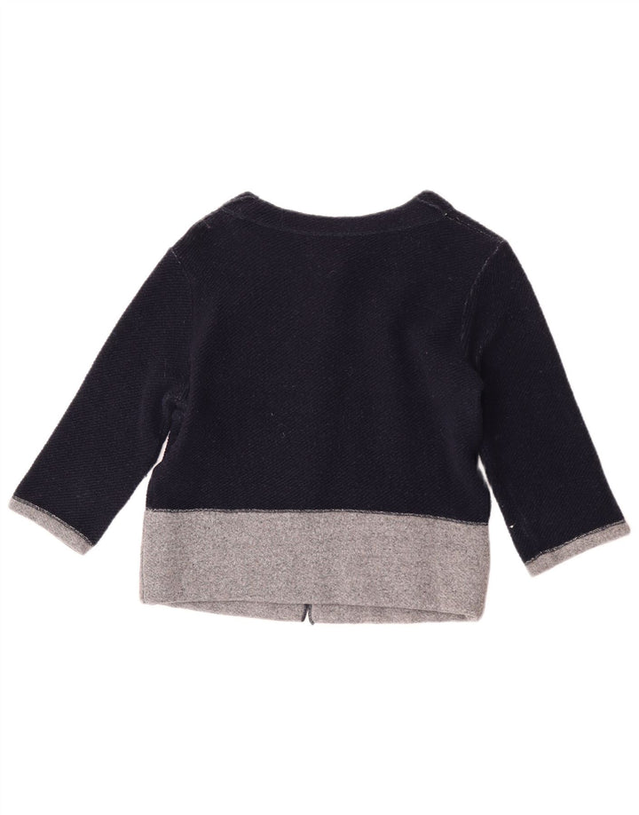 Fred Perry Womens Crop Cardigan Sweater UK 12 Medium Navy Blue Colourblock