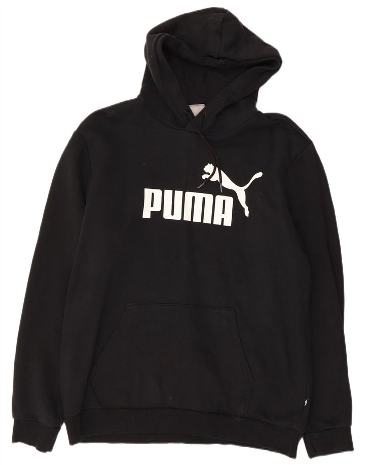PUMA Mens Graphic Hoodie Jumper Medium Black Cotton