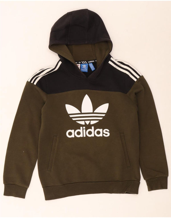 Adidas Grafisk hættetrøje til drenge 13-14 år Khaki Colourblock Bomuld