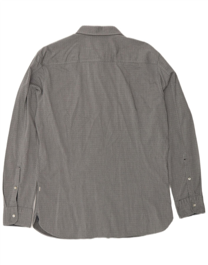 HUGO BOSS Herre Slim Fit Skjorte Stor Grå Geometrisk Bomuld
