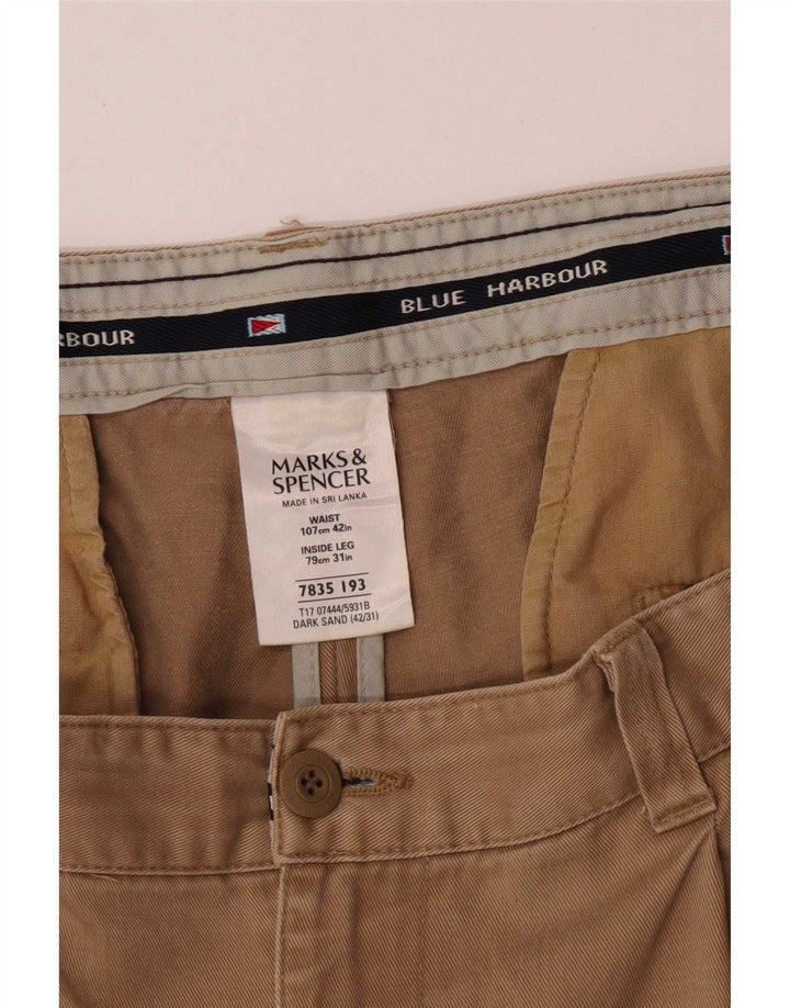 Marks & Spencer Herre Blue Harbor Pegged Chino Bukser W42 L31 Beige