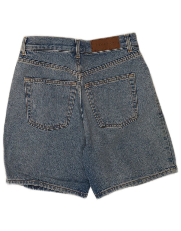Topshop Dame Editor High Waist Denim Shorts UK 8 Small W26 Blue Cotton