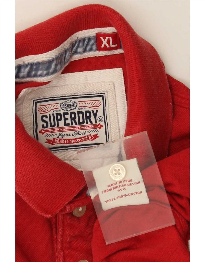 Superdry grafisk poloshirt til mænd XL rød bomuld