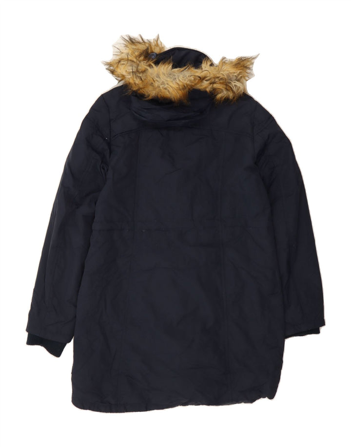 FAT FACE Womens Hooded Padded Coat UK 12 Medium  Navy Blue Nylon Vintage Fat Face and Second-Hand Fat Face from Messina Hembry 