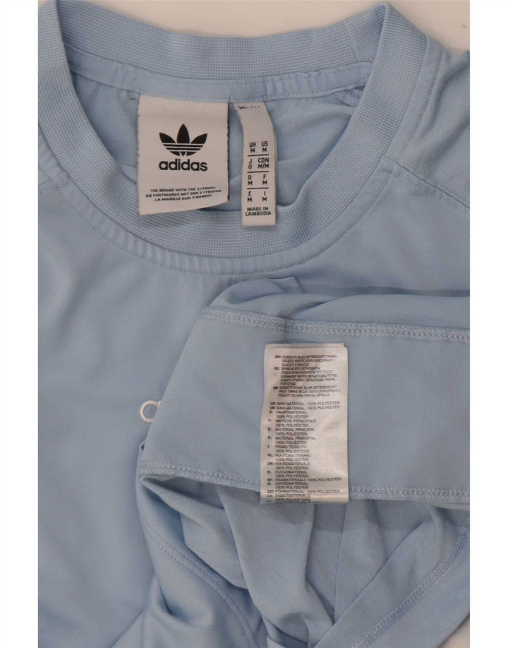 Adidas Herre grafisk T-shirt Top Medium Blue Colourblock Polyester