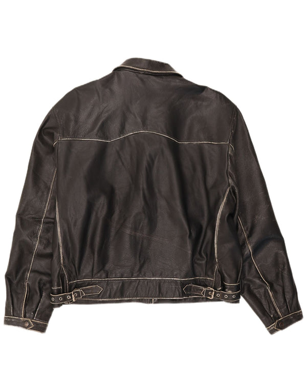 Vintage herre læderjakke IT 54 2XL Sort
