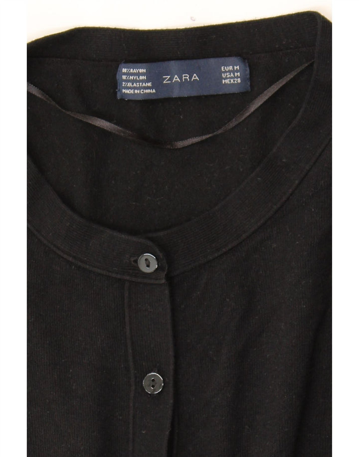ZARA Womens Cardigan Sweater UK 14 Medium Black Rayon Vintage Zara and Second-Hand Zara from Messina Hembry 