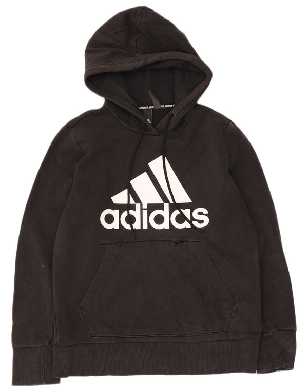 Adidas Graphic Hoodie Jumper UK 12/14 Medium Black