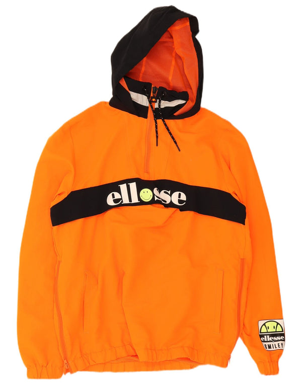 Ellesse Herre Smiley Hætte Anorak Jacket UK 40 Large Orange Colourblock