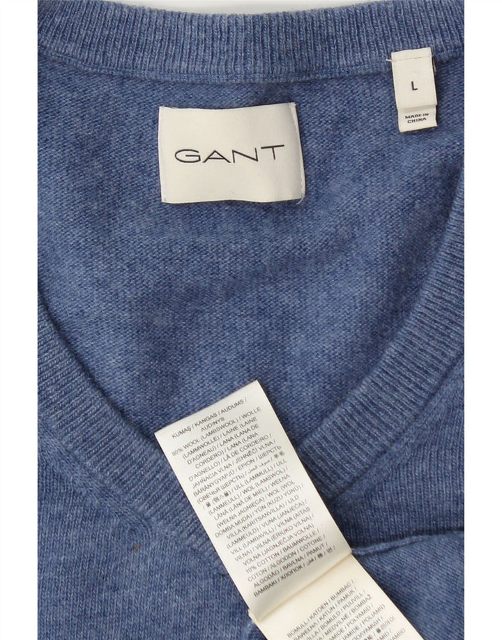 Gant Herre V-hals sweater Stor blå uld