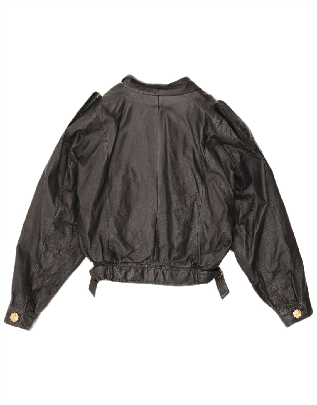 Vintage Dame Dobbeltradet Læderjakke UK 12 Medium Sort