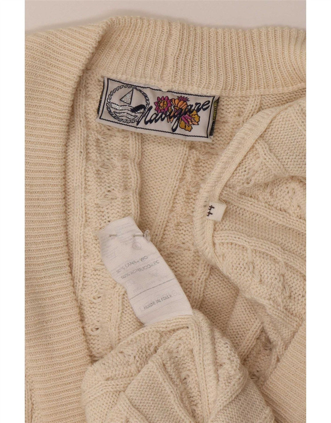 Navigare Dame Cardigan Sweater IT 44 Medium Beige Uld