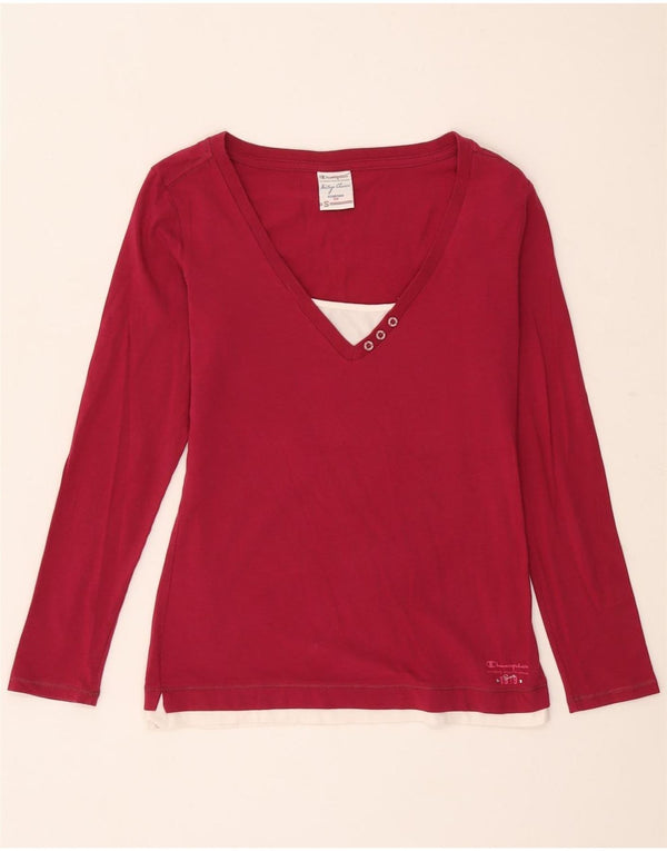 Champion Womens Heritage Classics Top Langærmet UK 10 Small Maroon Cotton