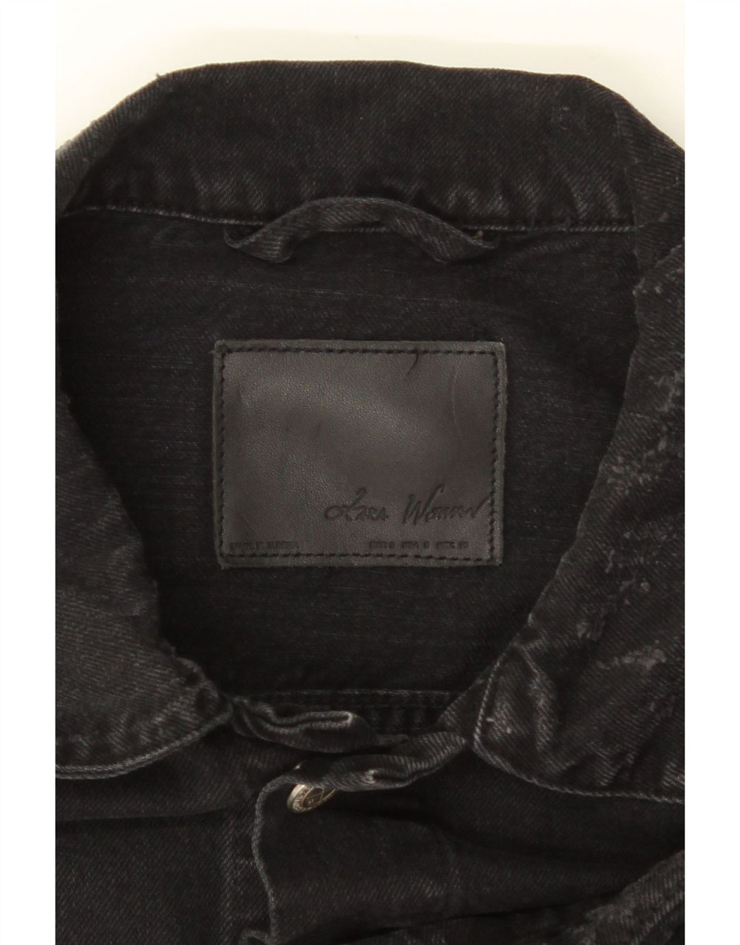 ZARA Distressed denimjakke til mænd UK 36 Lille sort bomuld