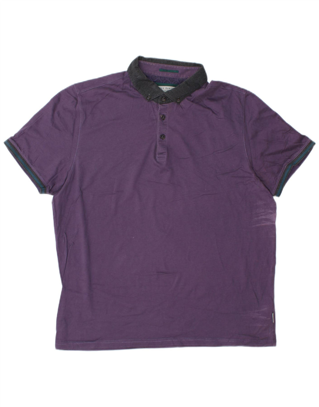 TED BAKER Poloshirt til mænd str. 6 2XL Lilla Colourblock Bomuld