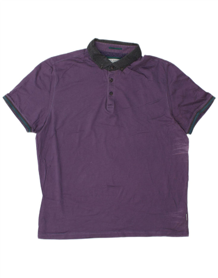 TED BAKER Poloshirt til mænd str. 6 2XL Lilla Colourblock Bomuld