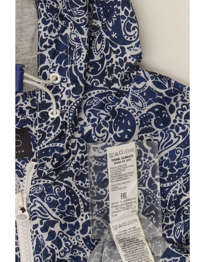 Marks & Spencer Dame Hættevindjakke UK 16 Large Blue Paisley