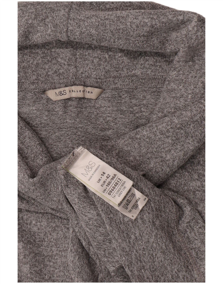 Marks & Spencer Dame Top 3/4 ærmer UK 14 Large Grå Flecked Polyester