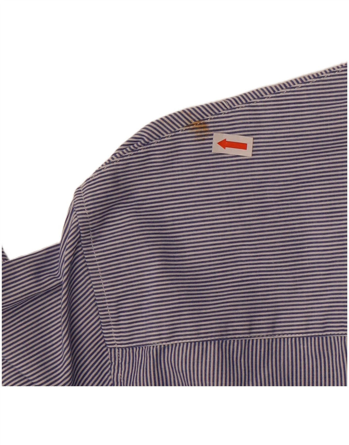 Armani Jeans Herre Fitted Shirt 2XL Blå nålestribet bomuld
