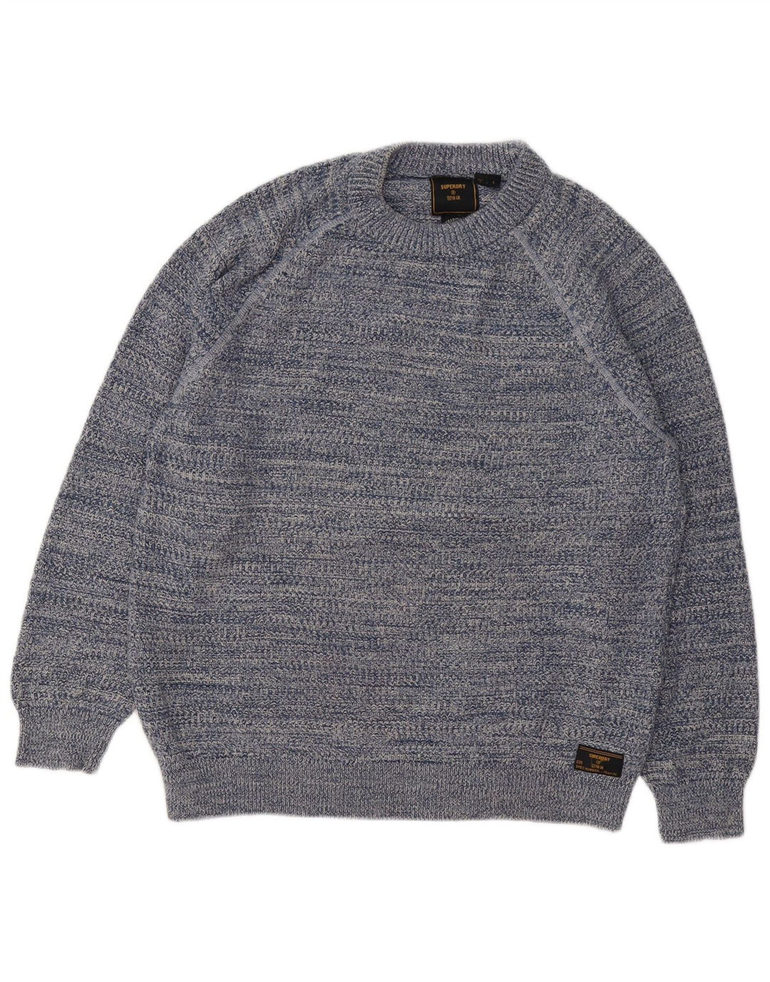Superdry sweater med rund hals til mænd, stor blå stribet bomuld
