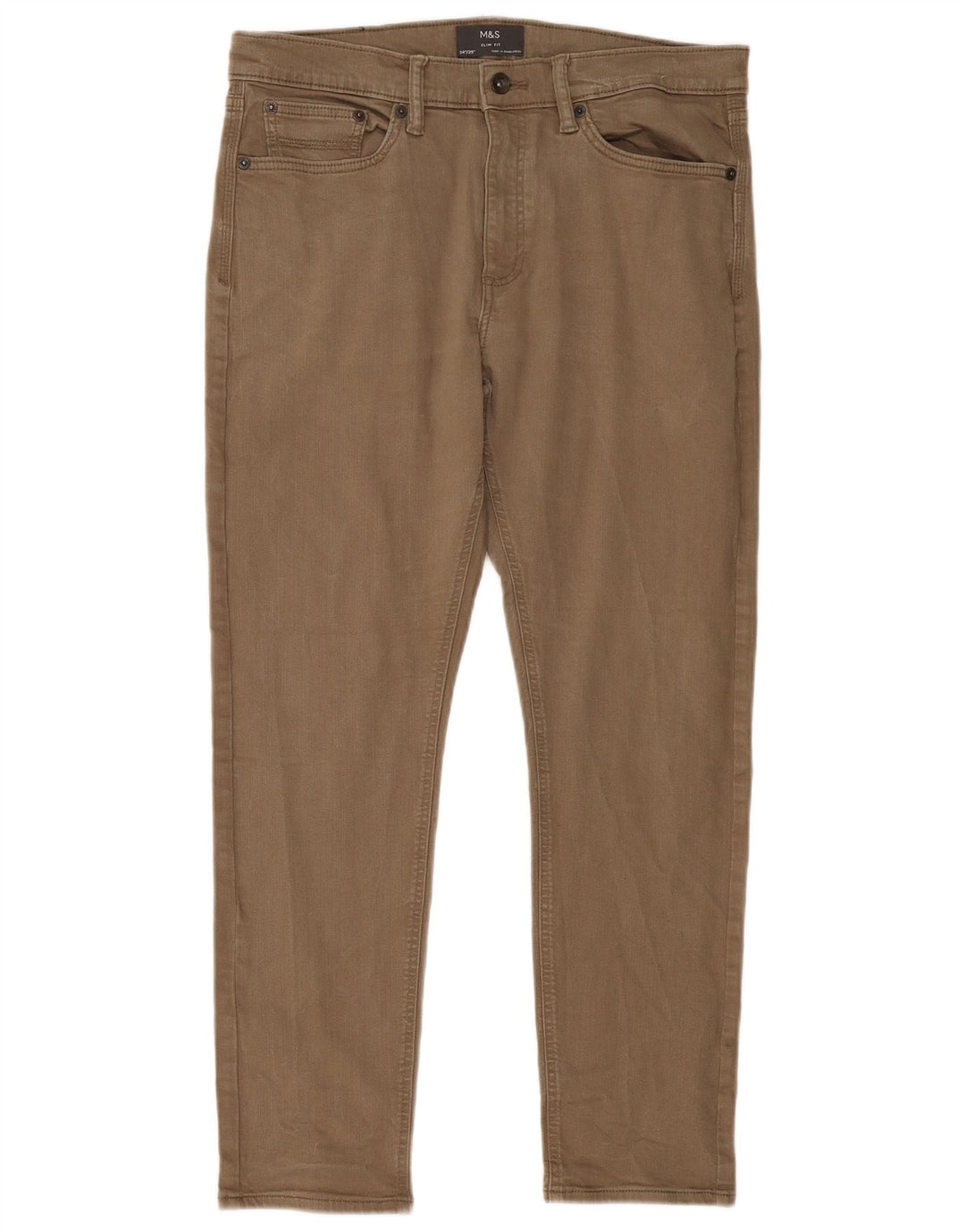 Marks & Spencer Herre Slim Jeans W34 L29 Khaki Bomuld