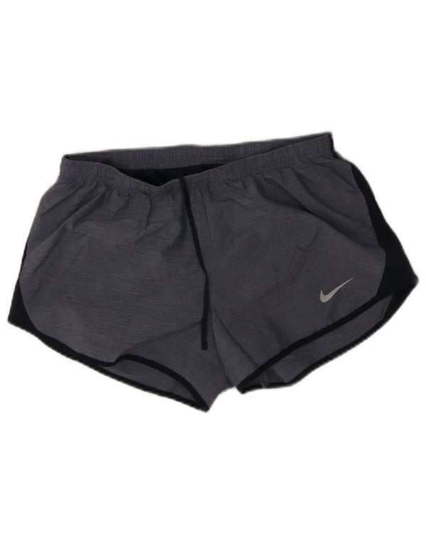 Nike Dame Dri Fit Sports Shorts UK 12 Medium Navy Blue Colourblock
