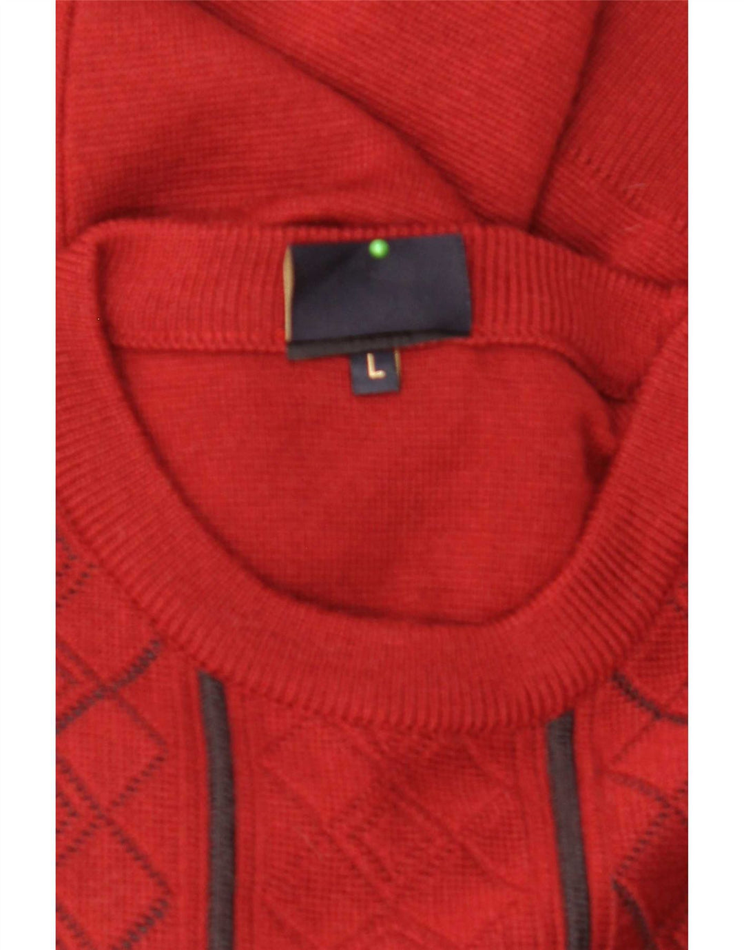 Gabicci Herre Crew Neck Jumper Sweater Large Red Argyle/Diamond Wool