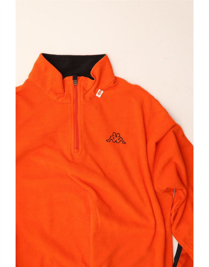 KAPPA Mens Zip Neck Fleece Jumper 2XL Orange Polyester Vintage Kappa and Second-Hand Kappa from Messina Hembry 