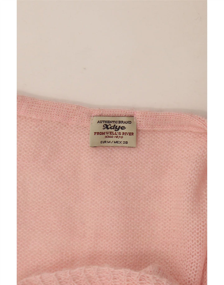Vintage Dame V-hals sweater UK 12 Medium Pink