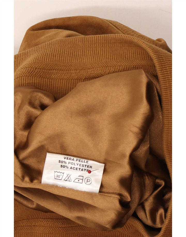 Vintage Dame Ruskind Bomber Jacket IT 44 Medium Beige Læder