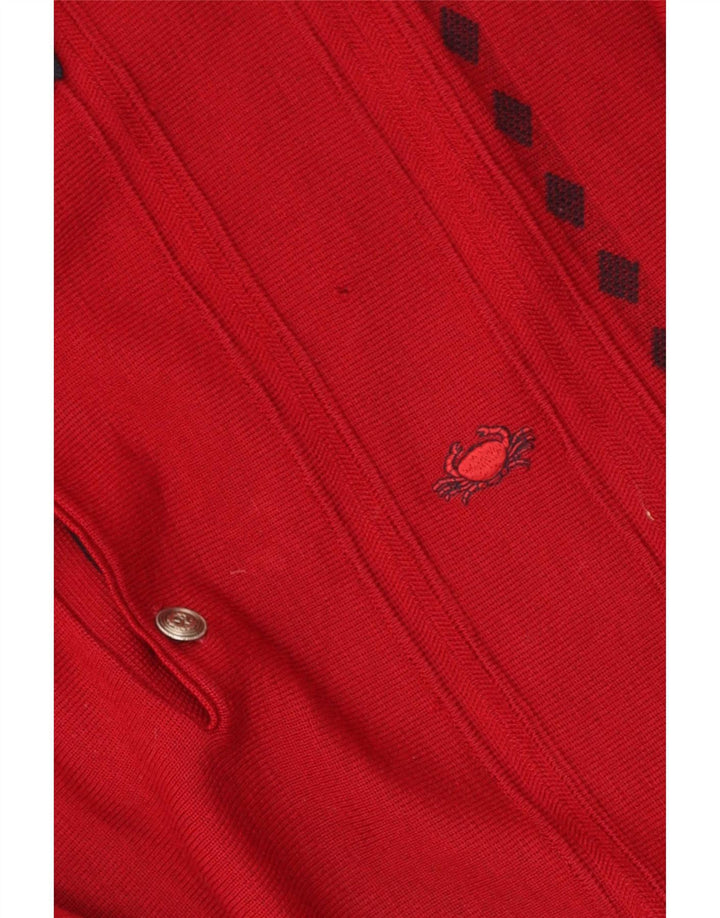 Vintage herre polo hals sweater medium rød geometrisk