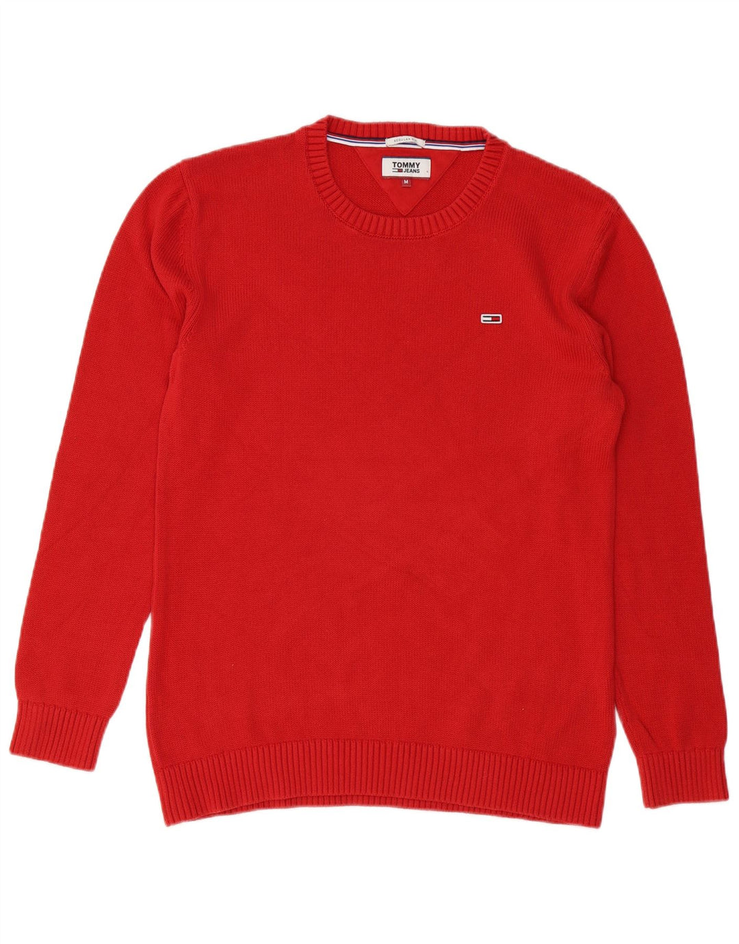 TOMMY HILFIGER Herre Regular Fit trøje med rund hals, medium rød bomuld