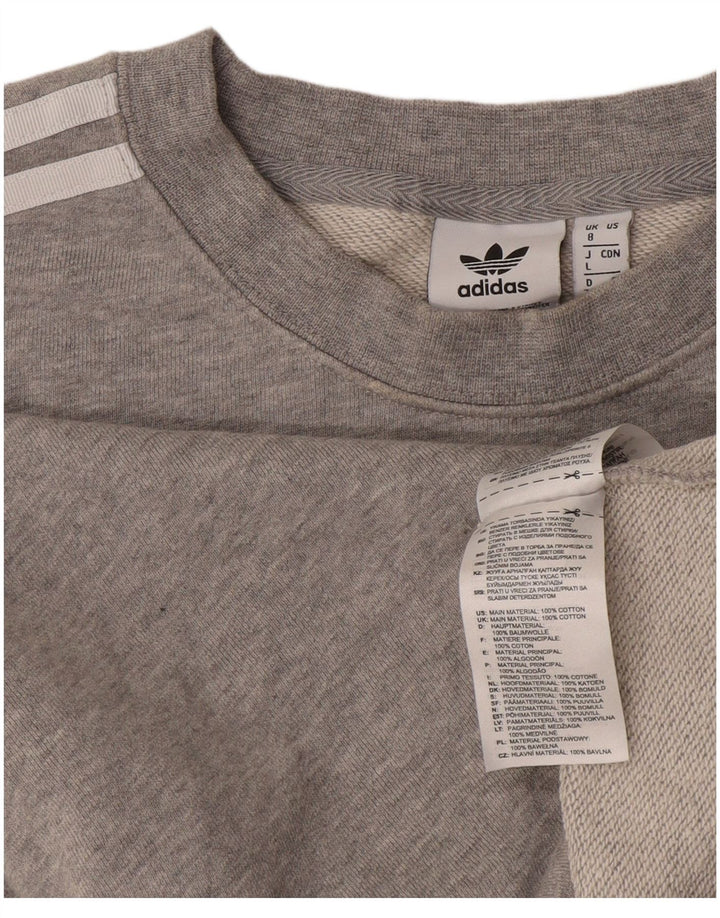 Adidas Womens Crop Oversized Sweatshirt Jumper UK 8 Small Grey Bomuld