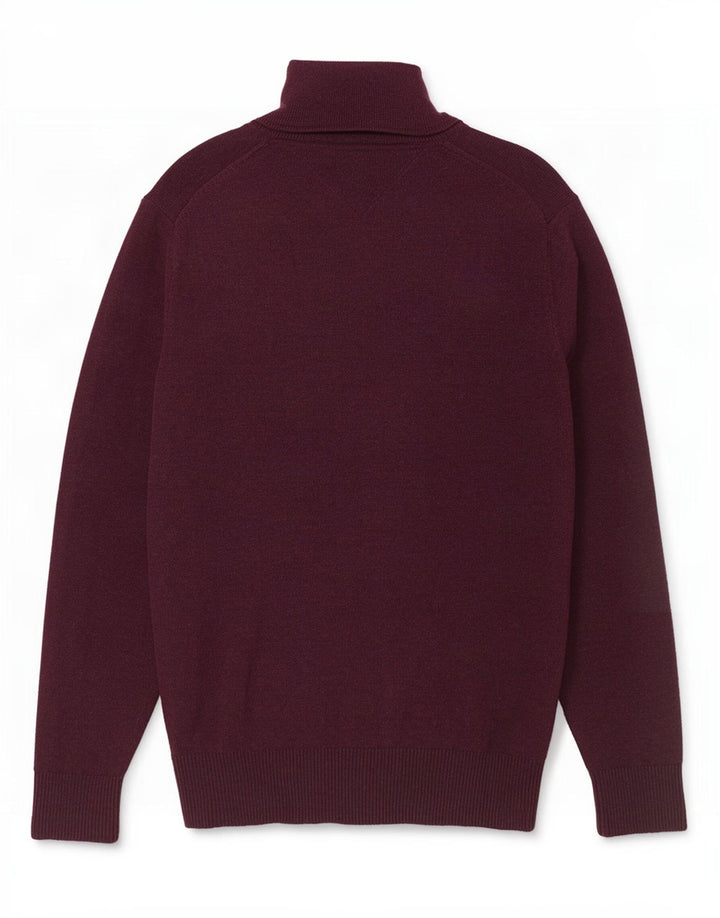 Tommy Hilfiger Herre Button Neck Jumper Sweater Lille Bourgogne Bomuld