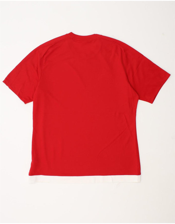 Adidas Herre Climalite T-Shirt Top Stor Rød Colourblock Polyester