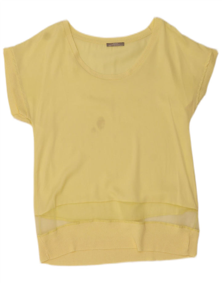 Zara Dame Bluse Top UK 10 Lille Gul