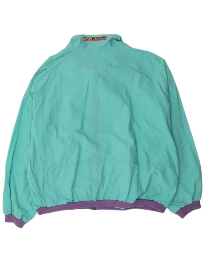 Vintage træningsdragt til mænd, topjakke XL blå geometrisk polyamid