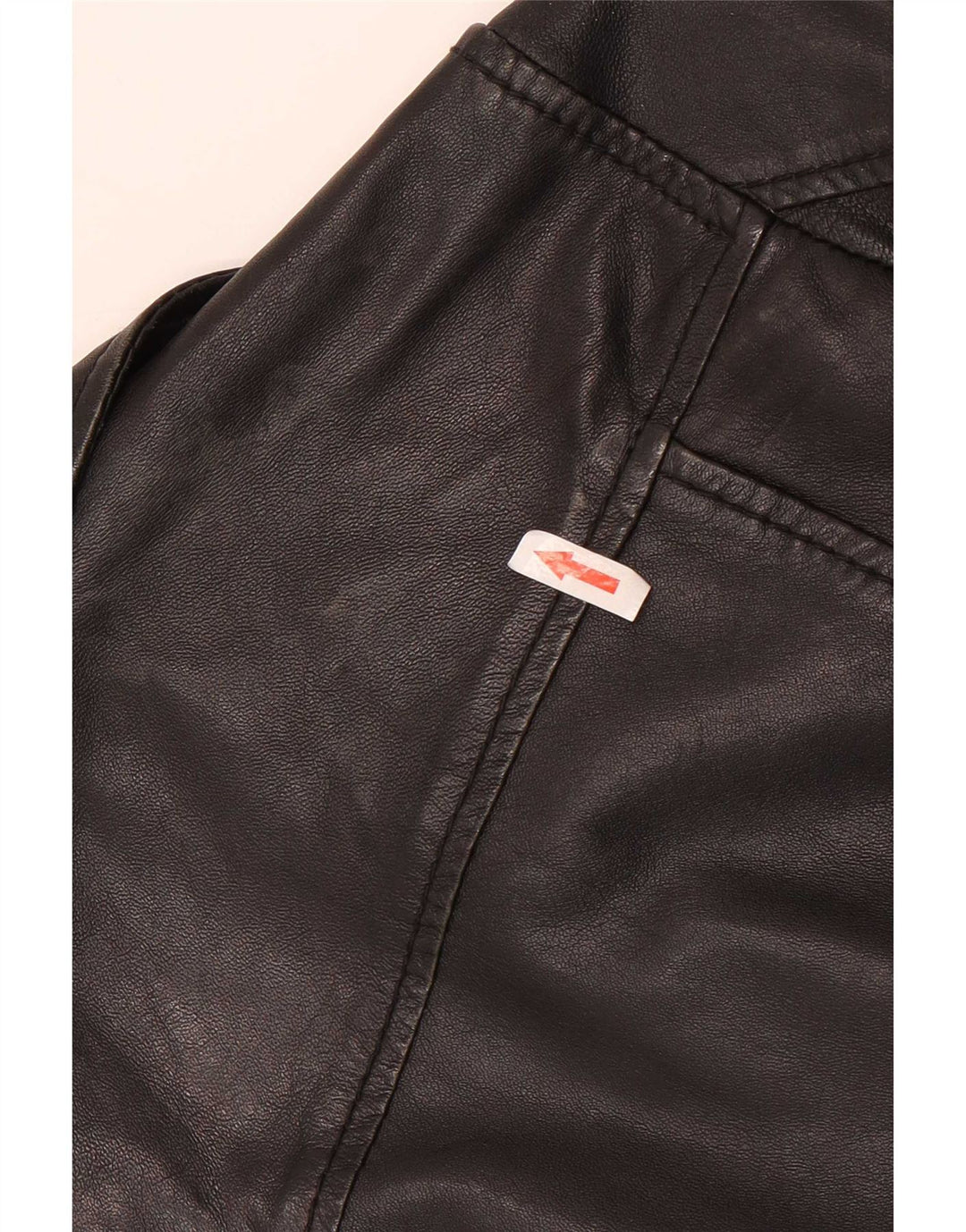 Vintage Dame Crop Læder Biker Jacket UK 10 Lille sort læder