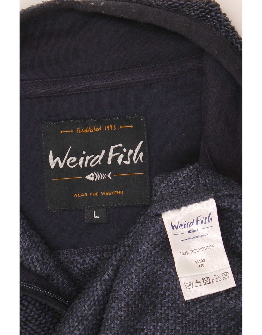 Weird Fish Herre Zip Neck Sweatshirt Jumper Large Navy Blue Polyester