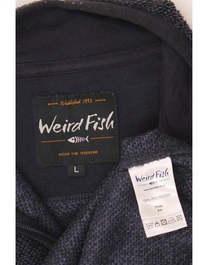 Weird Fish Herre Zip Neck Sweatshirt Jumper Large Navy Blue Polyester