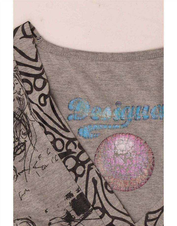 Desigual Kvinders Graphic A-Line Kjole UK 12 Medium Grey