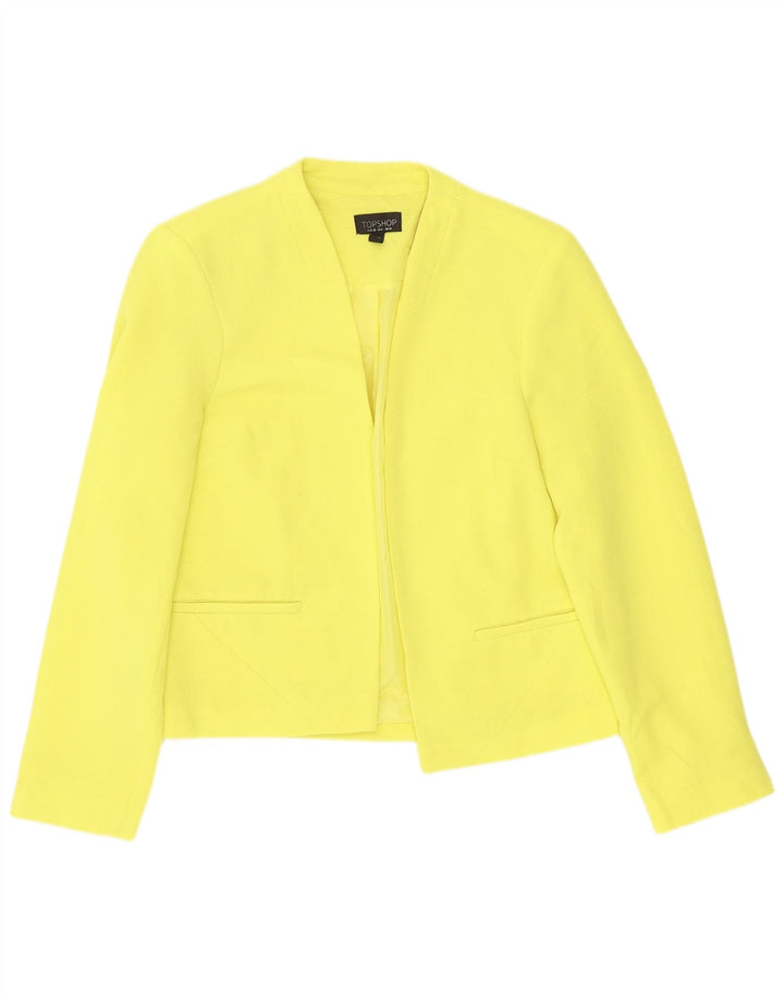 Topshop Womens Open Blazer Jacket UK 10 Small Yellow Polyester