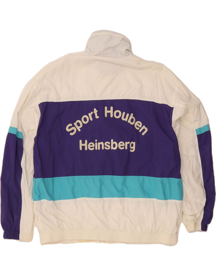 TACTEL Mens Graphic Tracksuit Top Jacket IT 52 Large White Colourblock Vintage Tactel and Second-Hand Tactel from Messina Hembry 