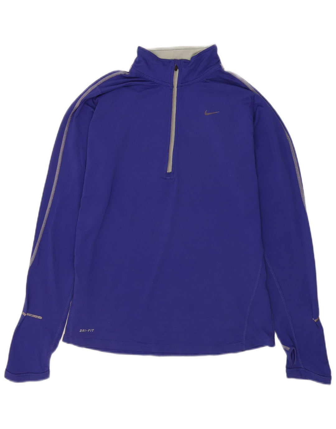 Nike Dame Dri Fit Pullover med lynlås-hals Træningsdragt Top UK 12 Medium Blue